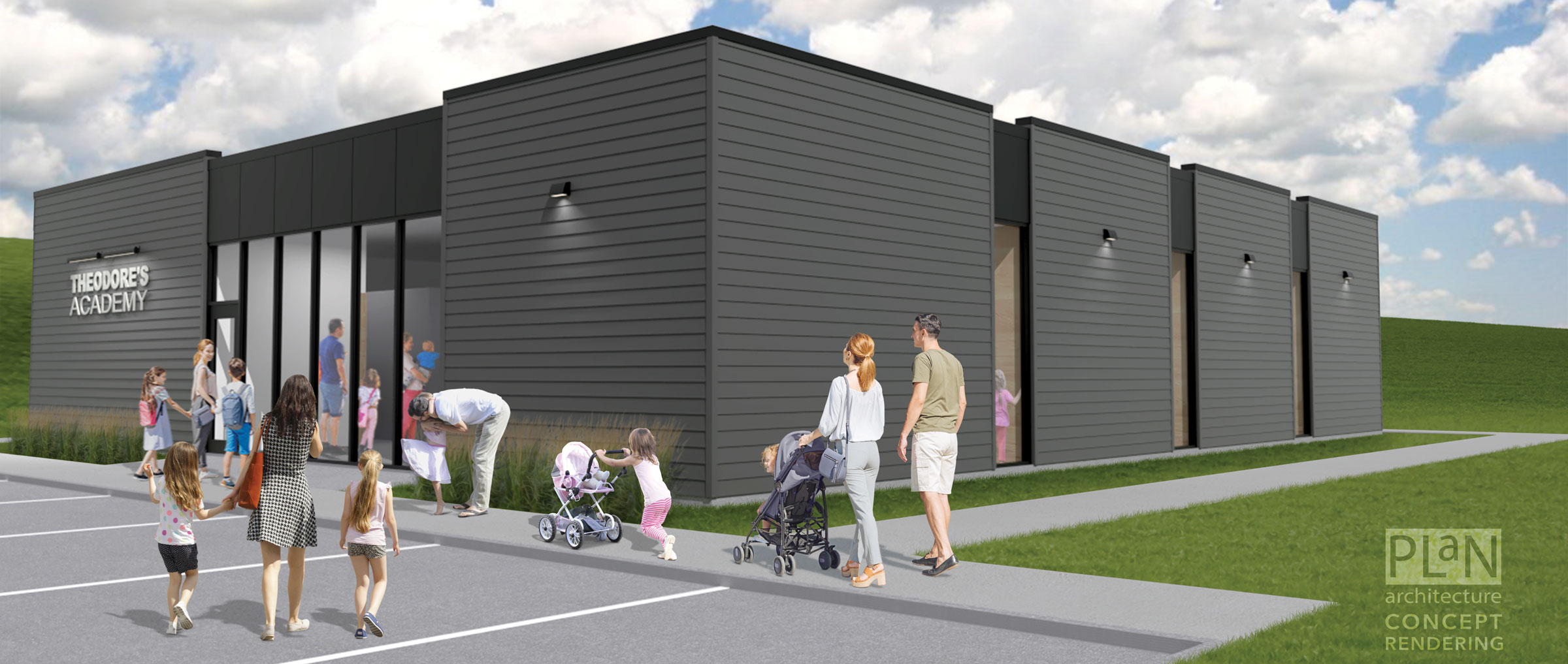 Theodore's Academy — building concept rendering